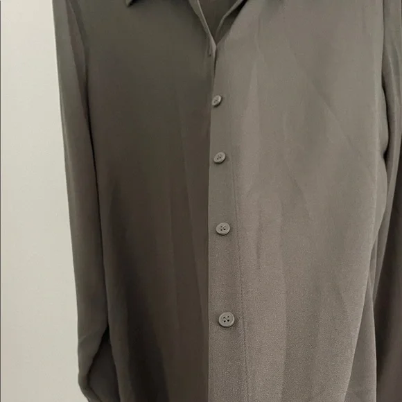 Halogen Women's Dark Olive Polyester Button Down Blouse - Picture 8 of 8